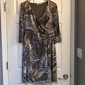 The Limited gray printed faux wrap dress Large